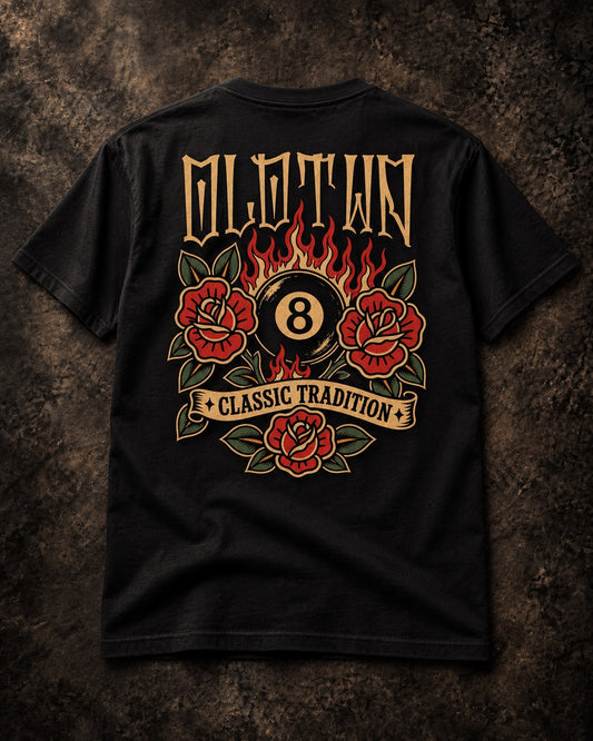OLDTWN Classic Tradition 8 Ball black tee back