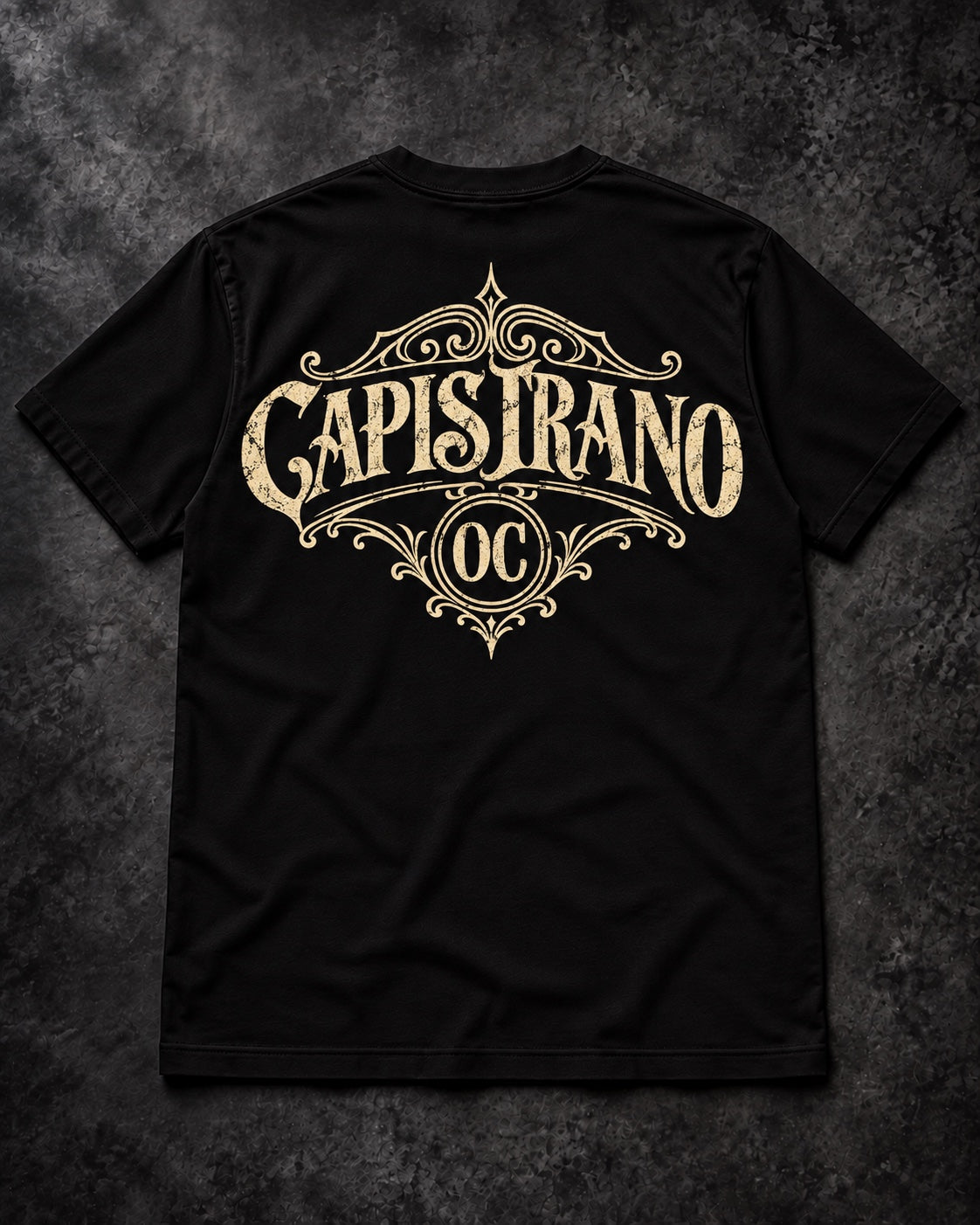 Capistrano OC black tee back design