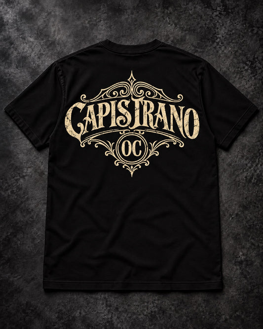 Capistrano OC black tee back design